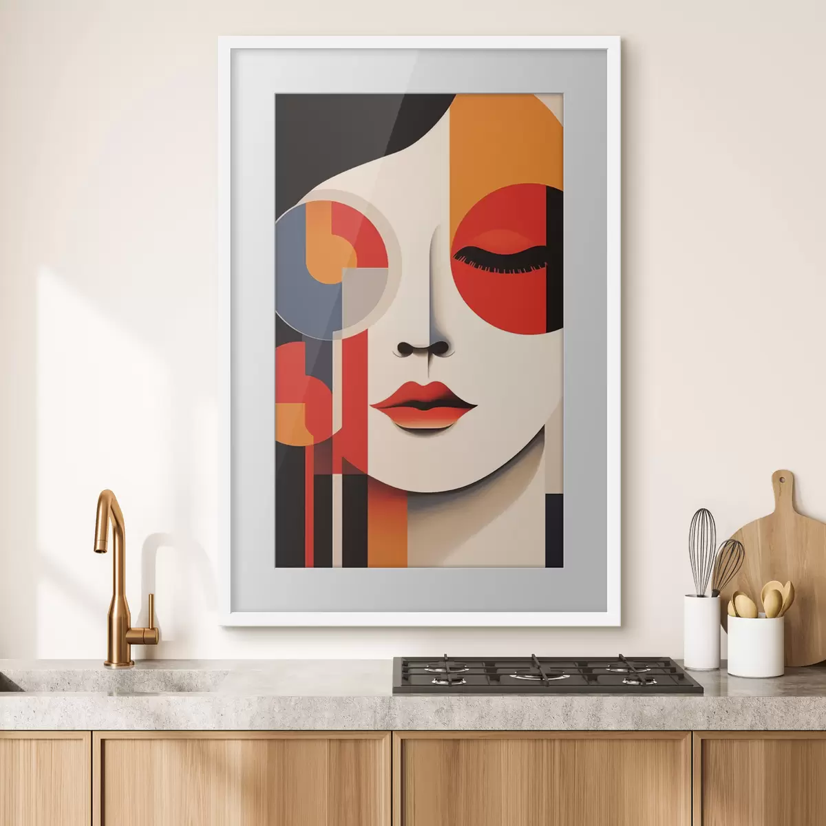 Poster Abstraktes Gesicht in geometrischen Formen f45086