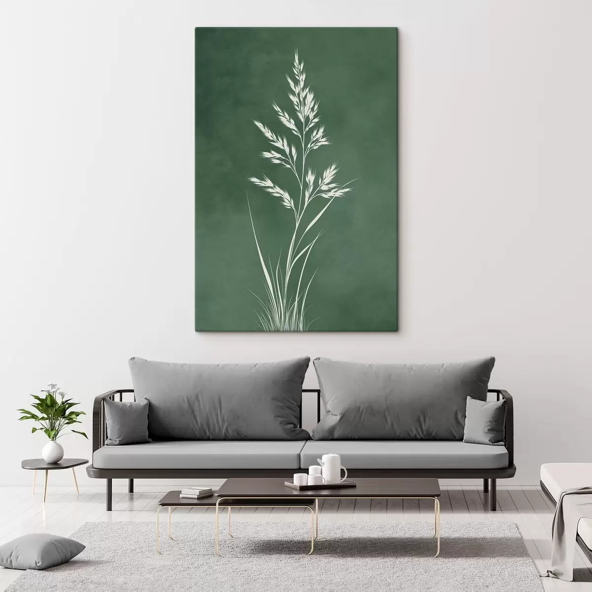 Fototapete feldgras, Natur, botanische Kunst, elegant, flacher Stil, gedämpfte Töne, Laub s45093