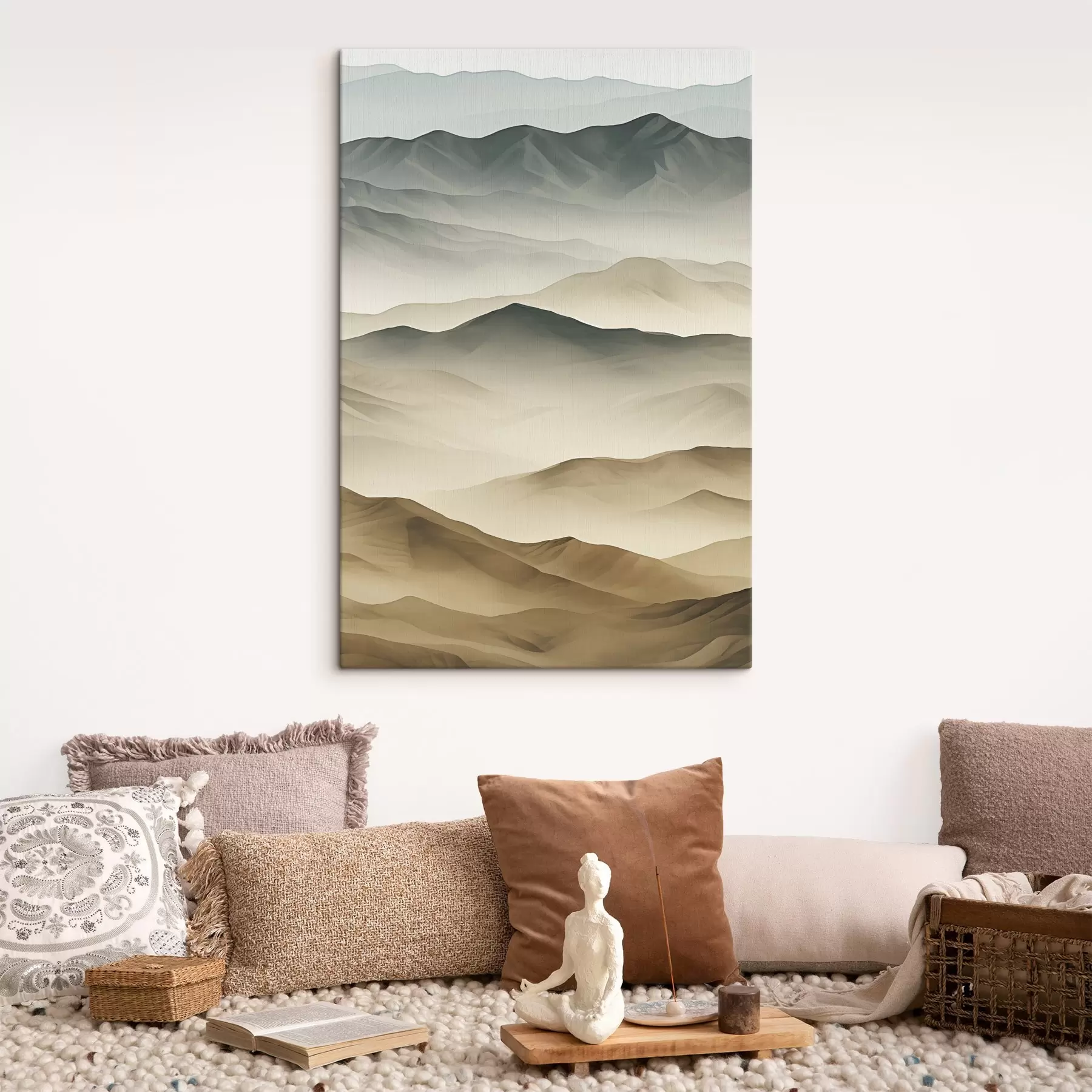 Fototapete berge, Schichten, Nebel, weicher Farbverlauf, natürlich, beige, abstrakt, Landschaft s45095
