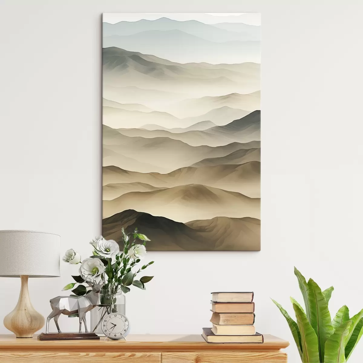 Fototapete hügel, Nebel, neutrale Töne, fließende Linien, Erde, weiche Kanten, Natur, Tiefe s45096