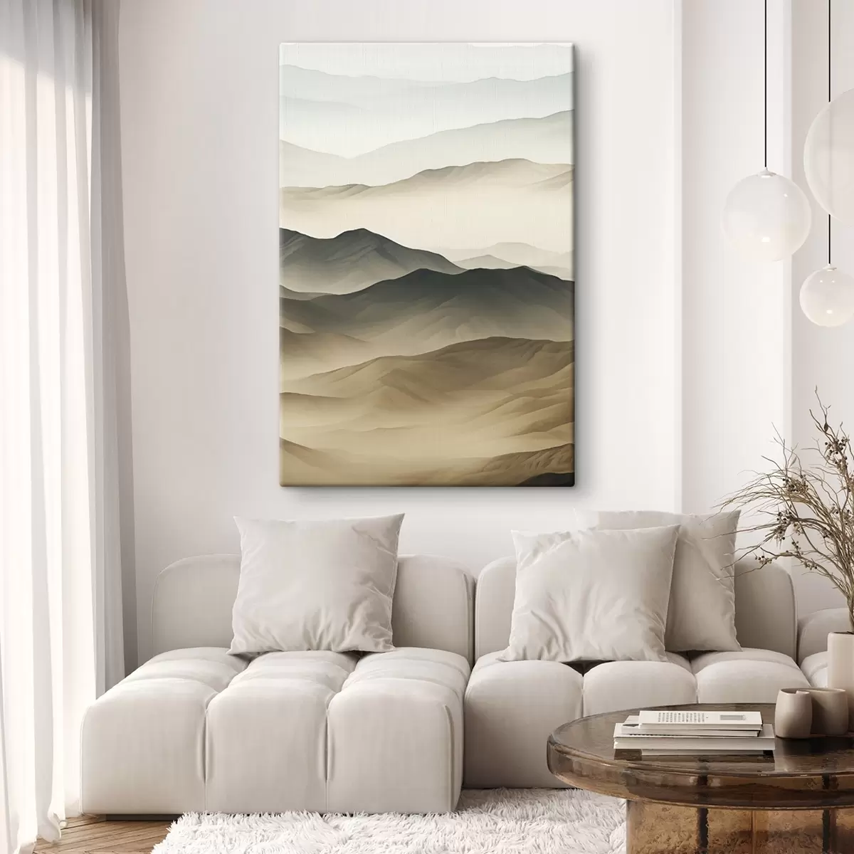Fototapete wüstenhügel, glatte Formen, verblasst, organische Textur, ruhig, minimal, Terrain s45097