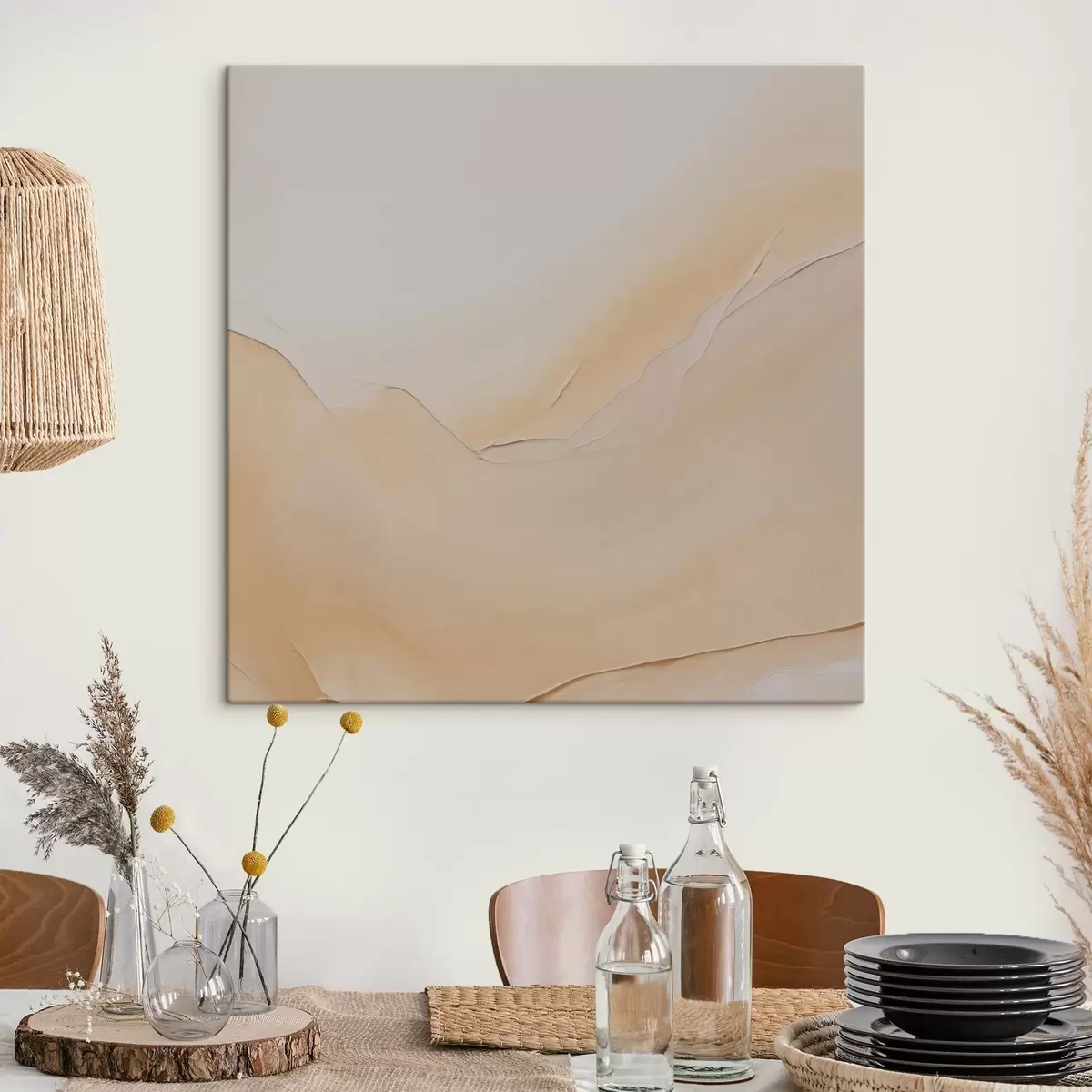 Fototapete flüssige Kunst, fließende Linien, Pastelltöne, natürlicher Fluss, warme Farbpalette, Farbverlauf s45106