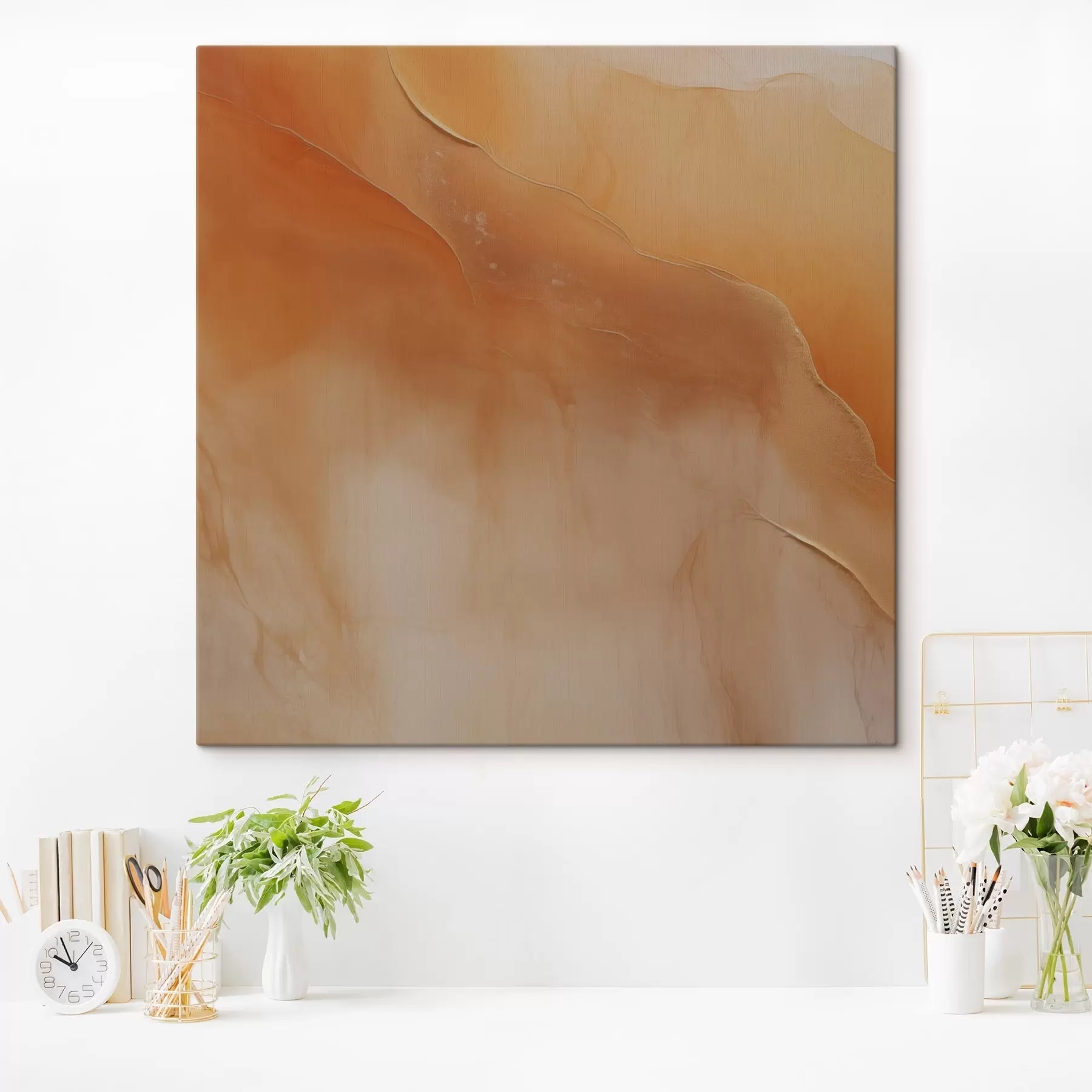 Fototapete erdtöne, weiche Schichten, minimal, Aquarellstil, abstrakte Bewegung, Ruhe s45107