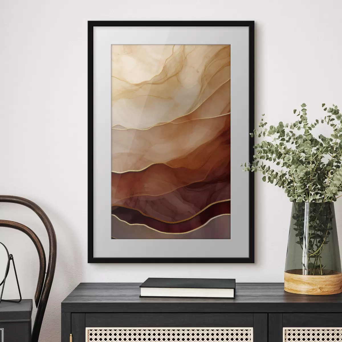 Poster fließend, Sand, Schichten, minimal, weiche Linien, warme Töne, natürlich, Bewegung f45090
