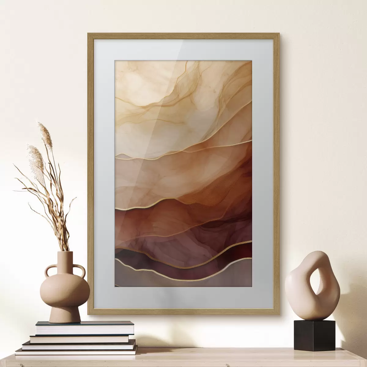 Poster fließend, Sand, Schichten, minimal, weiche Linien, warme Töne, natürlich, Bewegung f45090
