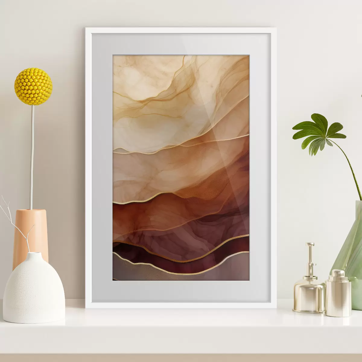 Poster fließend, Sand, Schichten, minimal, weiche Linien, warme Töne, natürlich, Bewegung f45090