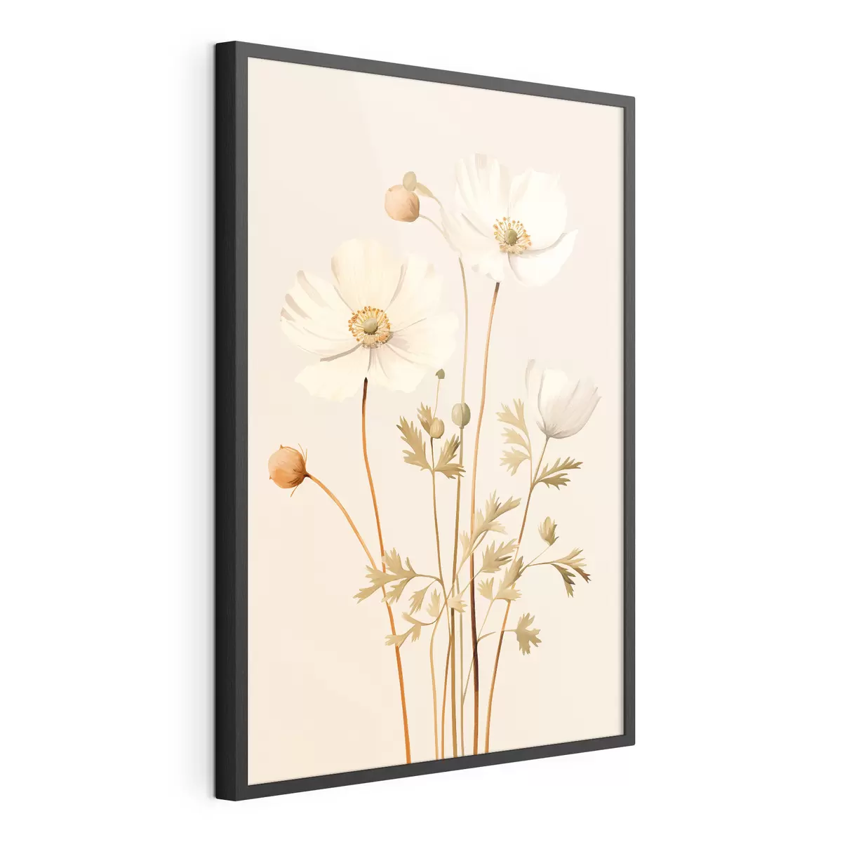 Poster blume, botanisch, beige Hintergrund, sanfte Töne, Blütenblätter, Pflanze, Jahrgang, minimal f45099