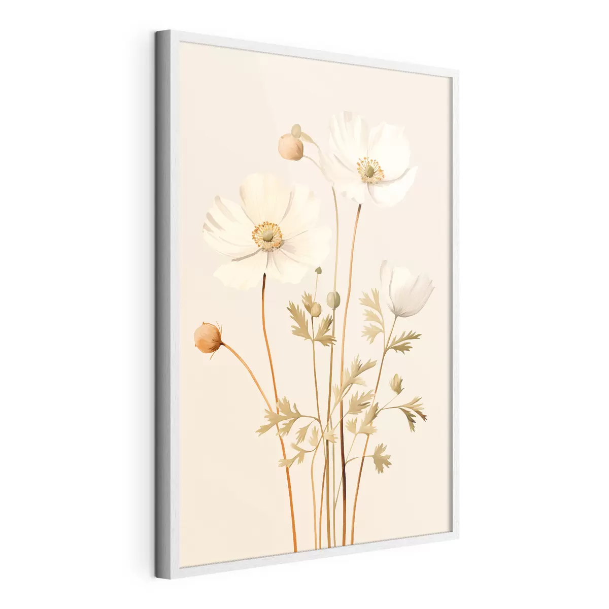 Poster blume, botanisch, beige Hintergrund, sanfte Töne, Blütenblätter, Pflanze, Jahrgang, minimal f45099