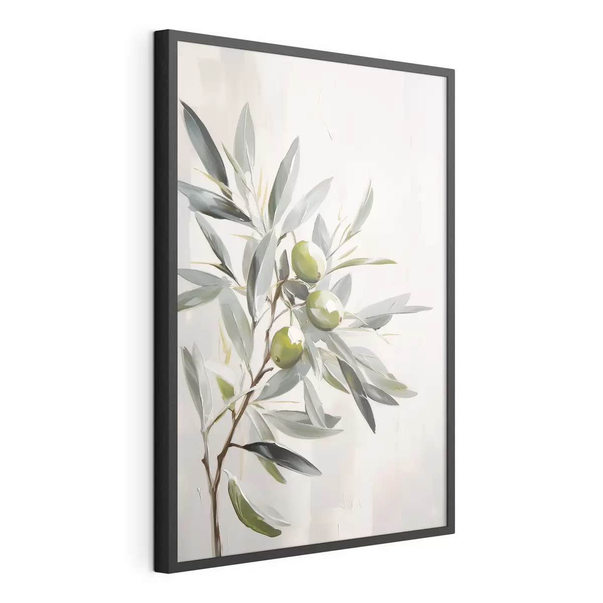 Poster olivenzweig, grüne Früchte, gedämpfte Töne, Blätter, minimal, natürlich, Ölgemälde, botanisch f45109