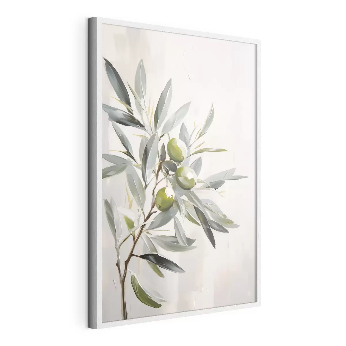Poster olivenzweig, grüne Früchte, gedämpfte Töne, Blätter, minimal, natürlich, Ölgemälde, botanisch f45109