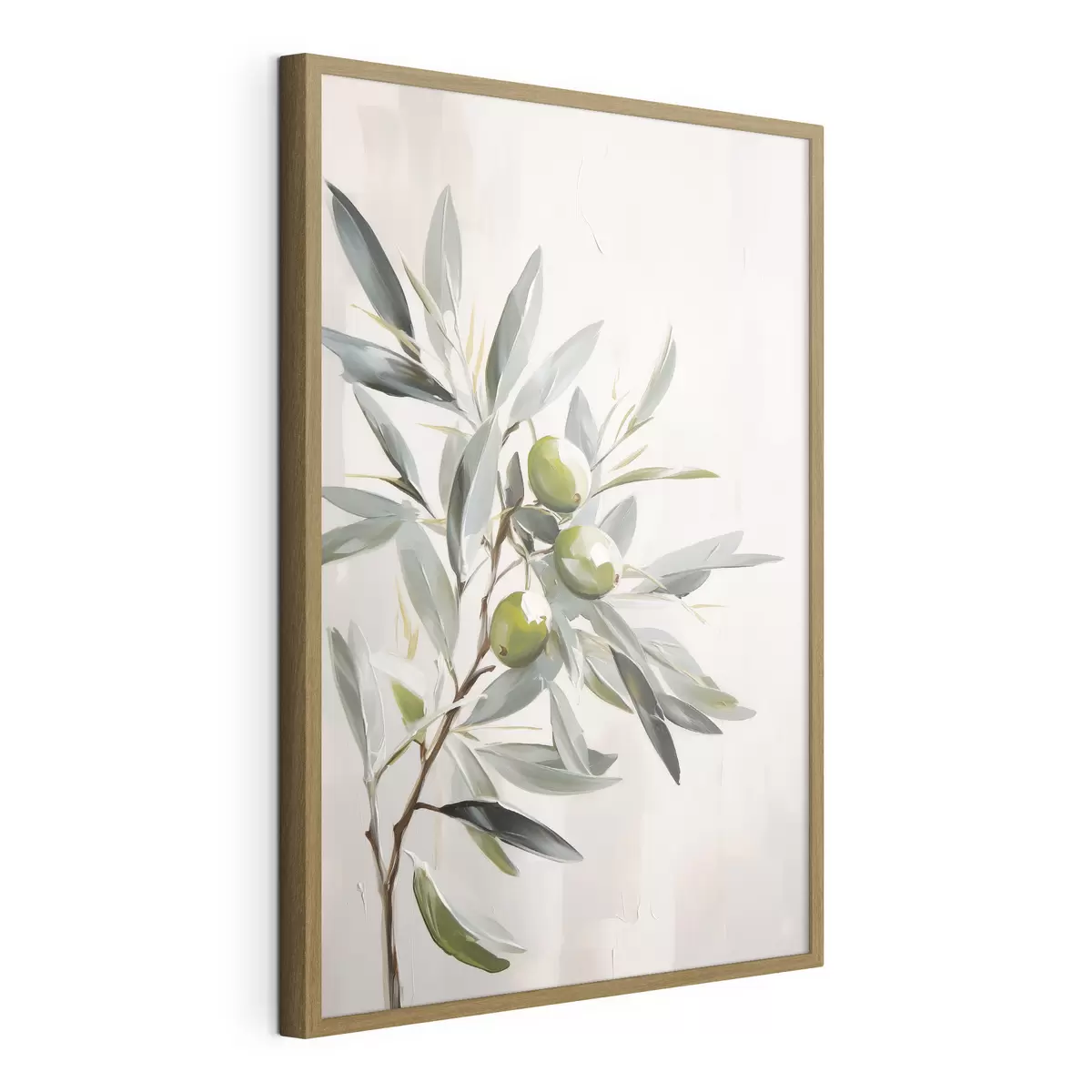 Poster olivenzweig, grüne Früchte, gedämpfte Töne, Blätter, minimal, natürlich, Ölgemälde, botanisch f45109