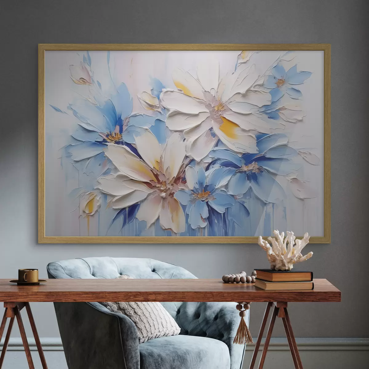 Poster Blumen abstrakte Nachahmung Pinselstriche f45115