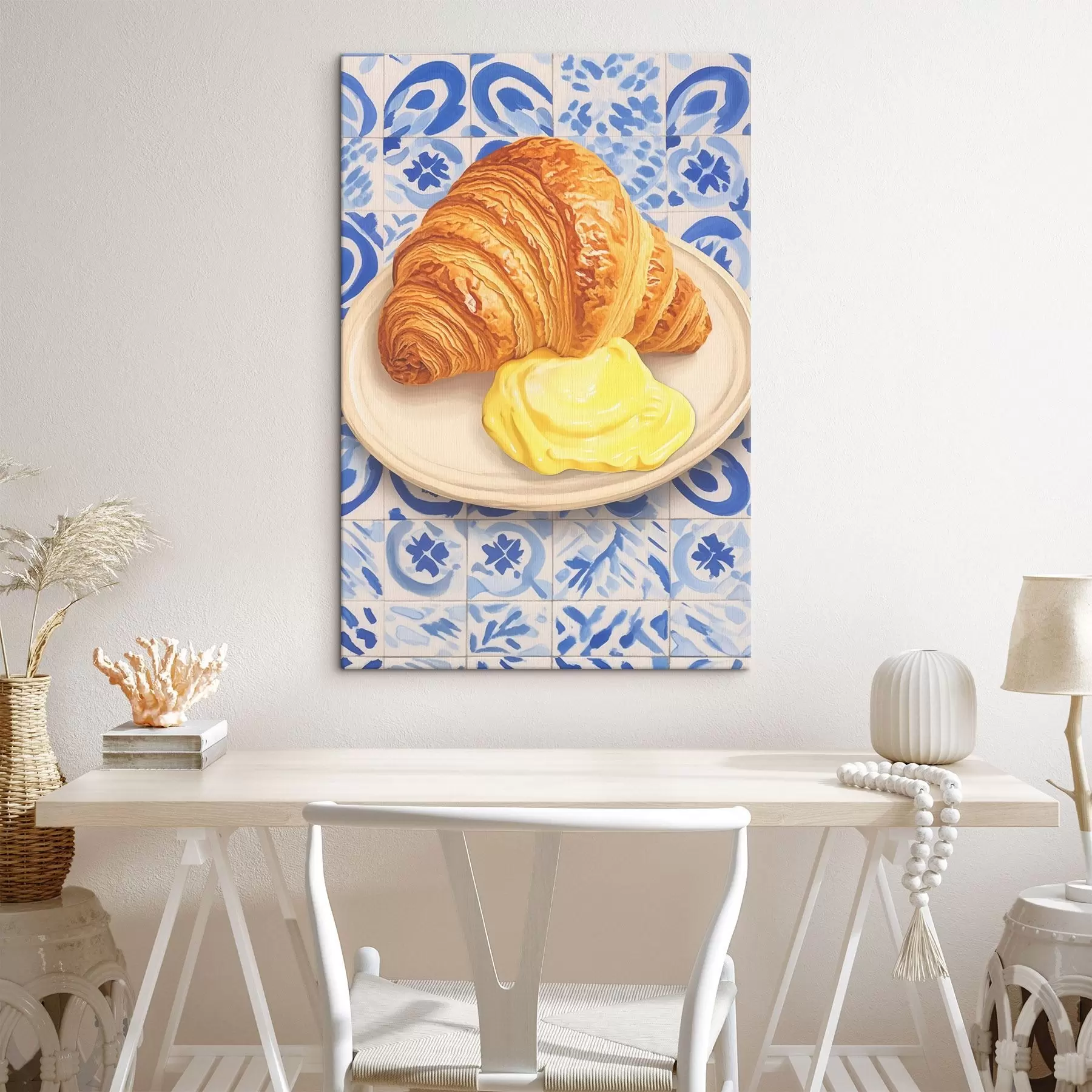 Fototapete Croissant mit Butter auf einem Teller s45146