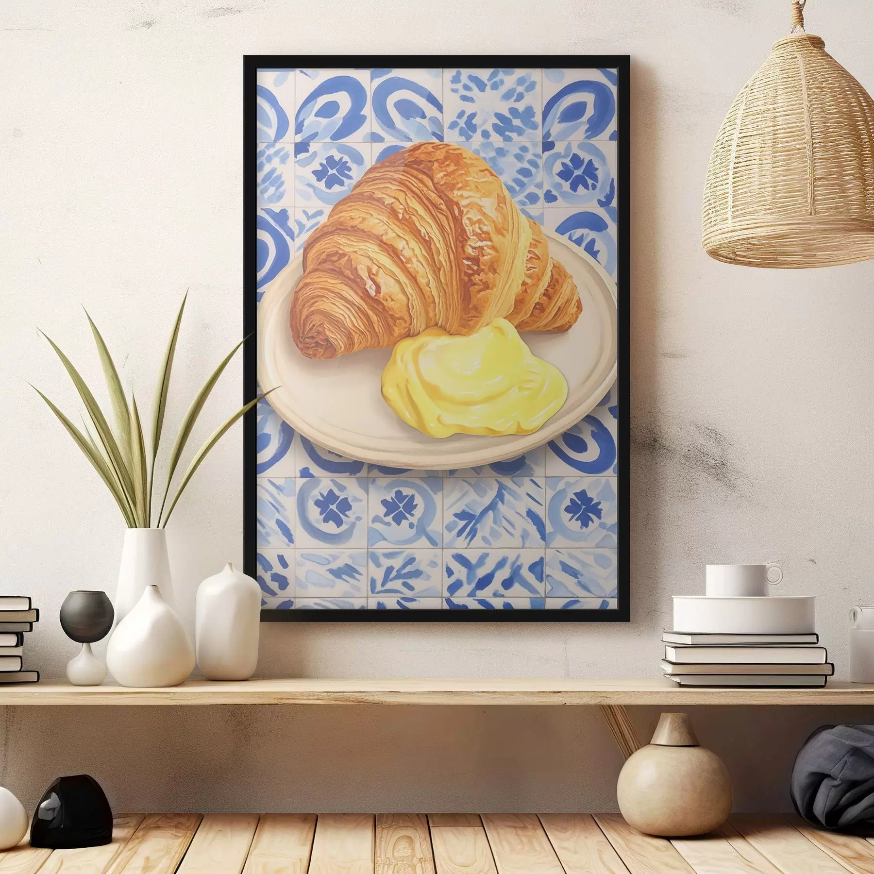 Fototapete Croissant mit Butter auf einem Teller f45146