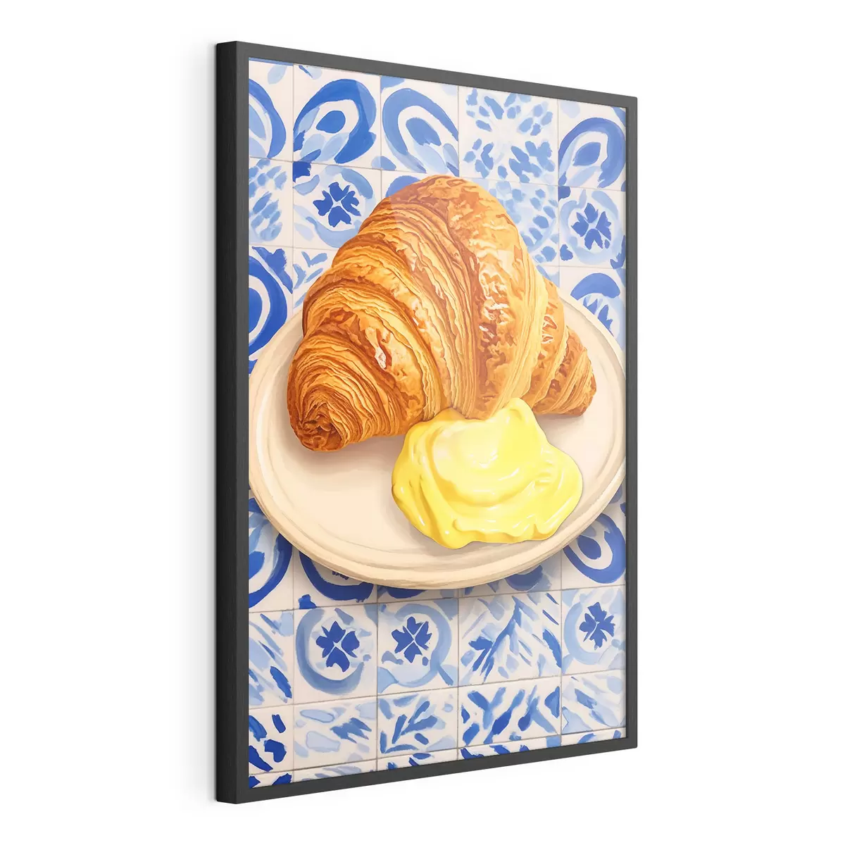 Poster Croissant mit Butter auf einem Teller f45146