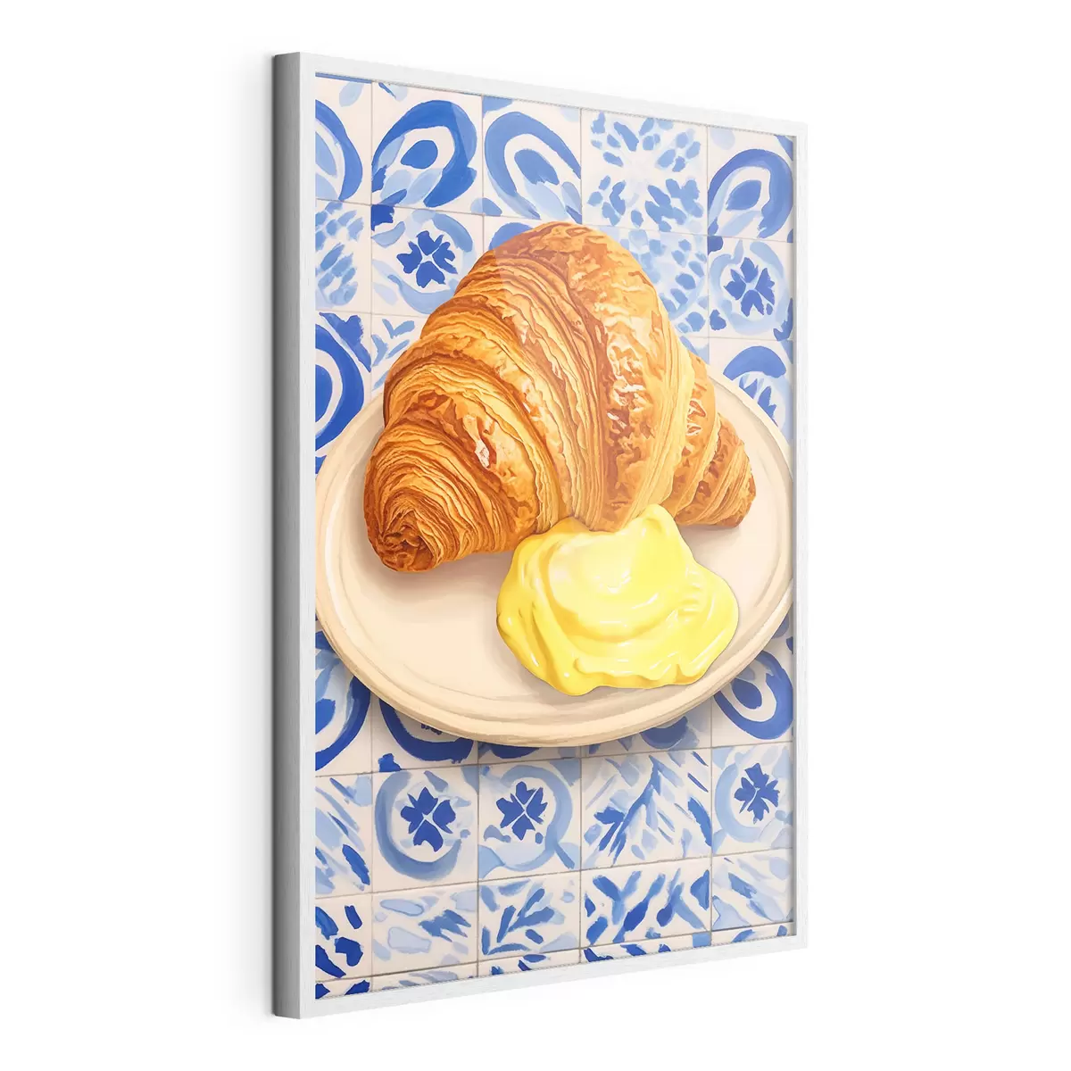 Poster Croissant mit Butter auf einem Teller f45146