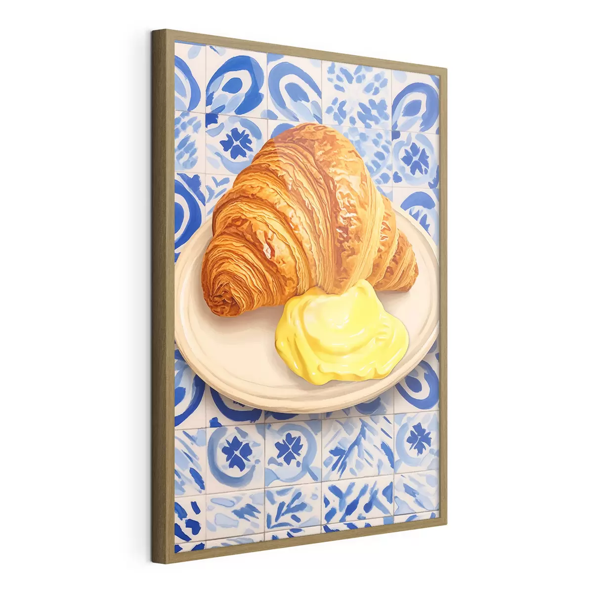 Poster Croissant mit Butter auf einem Teller f45146