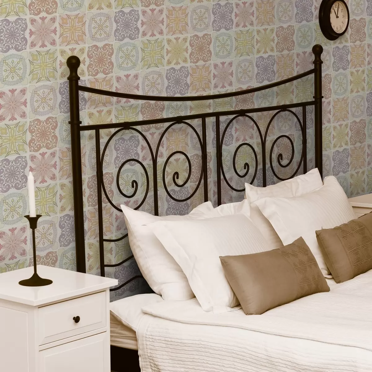 Tapete Farbige geometrische Kachelornamente a00284