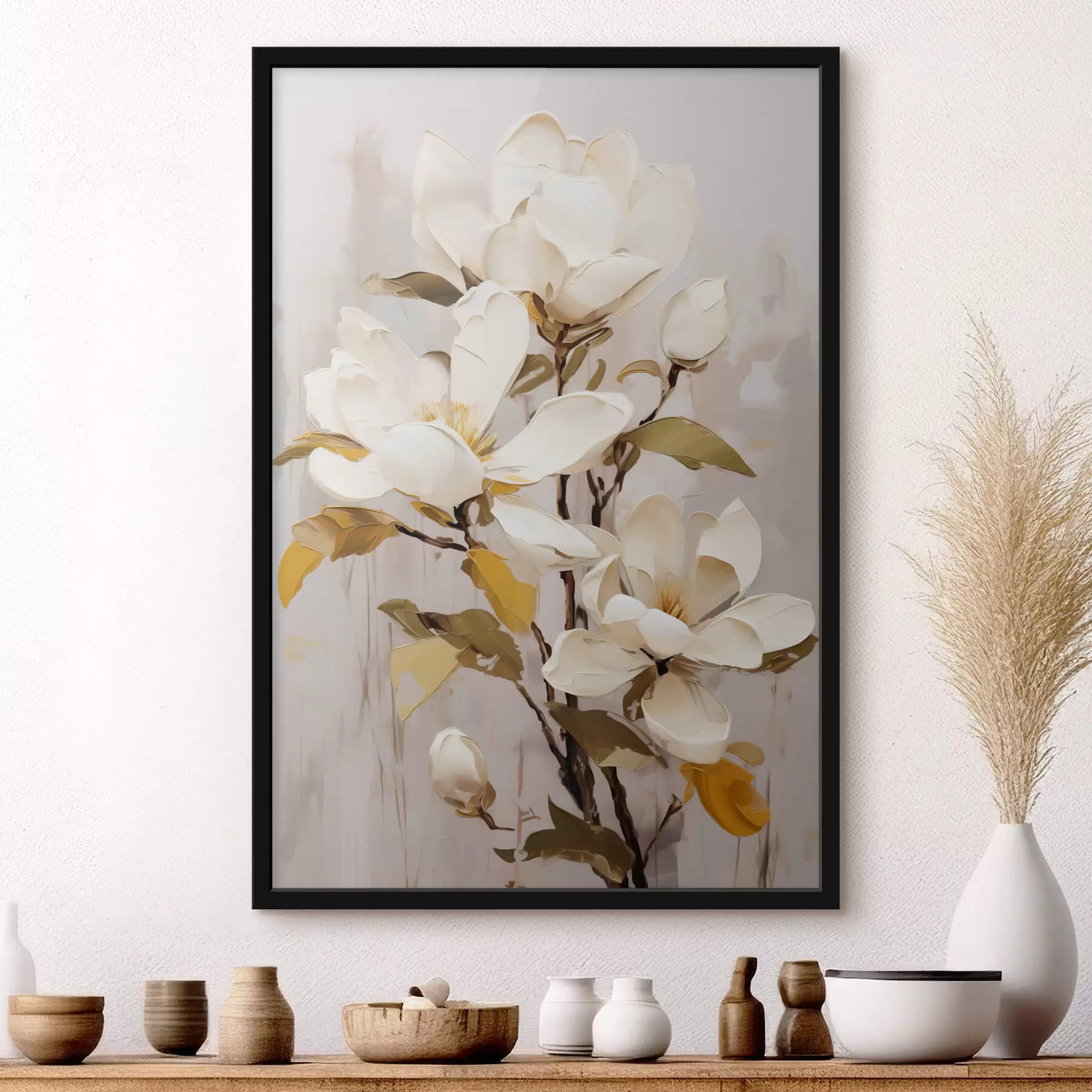 Fototapete Ein abstrakter Zweig mit Magnolie f44300