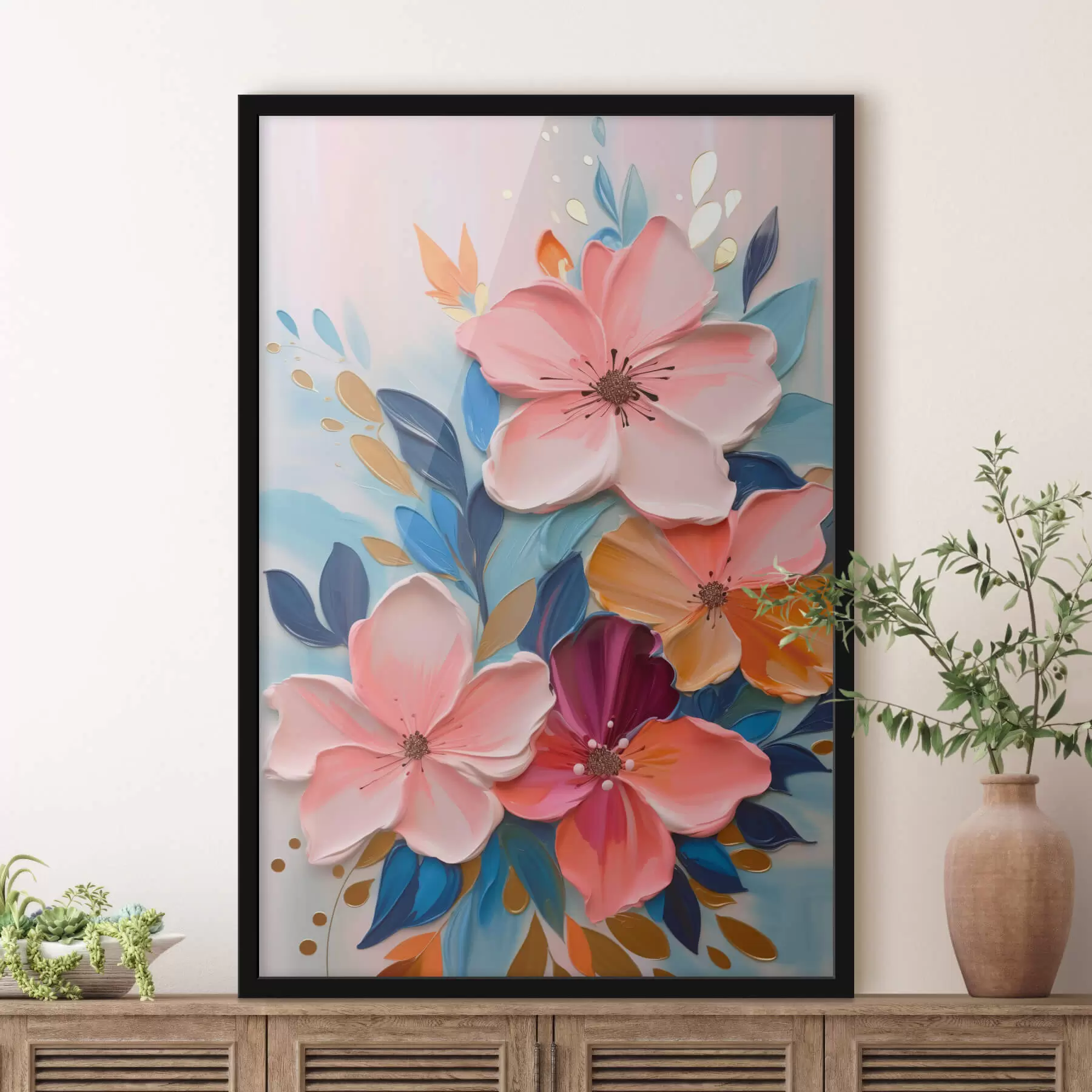 Fototapete Abstrakte bunte Blumen f45064