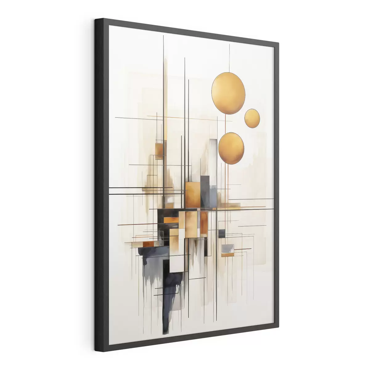 Poster Ockerkugeln und Linien f45159