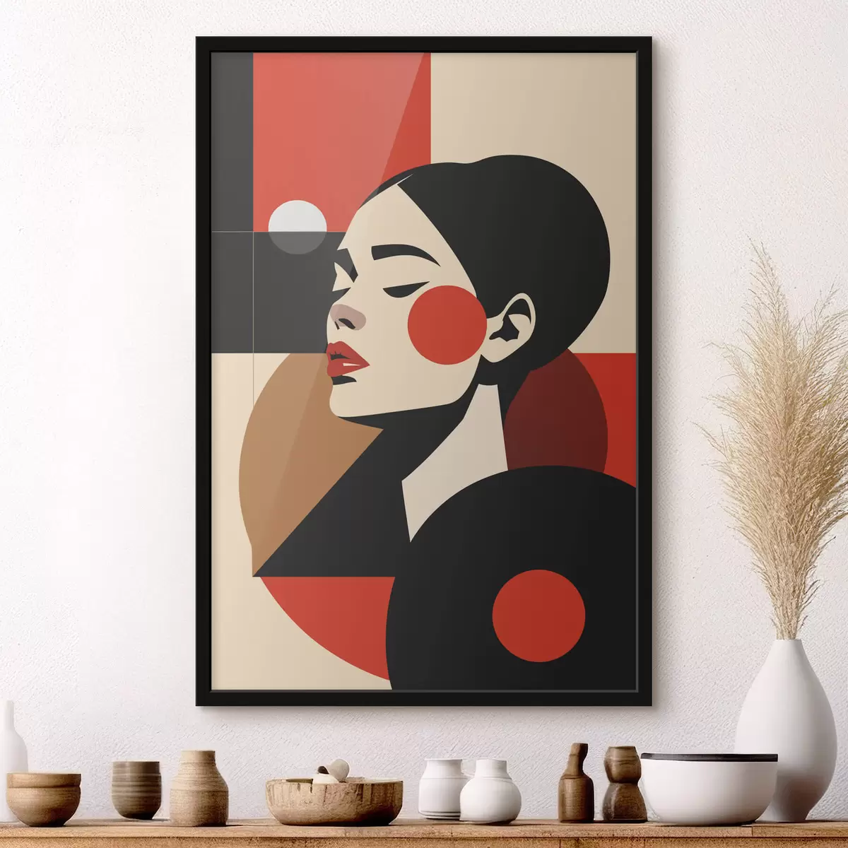 Poster Abstraktes Porträt einer Frau im Bauhaus-Stil f45165