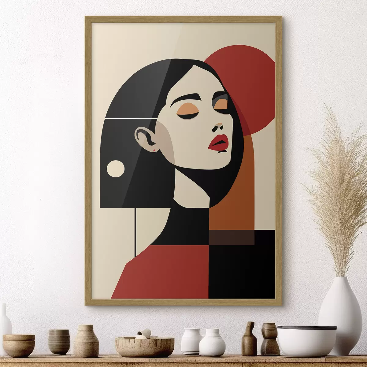 Poster Abstraktes Porträt einer Frau im Bauhaus-Stil f45166