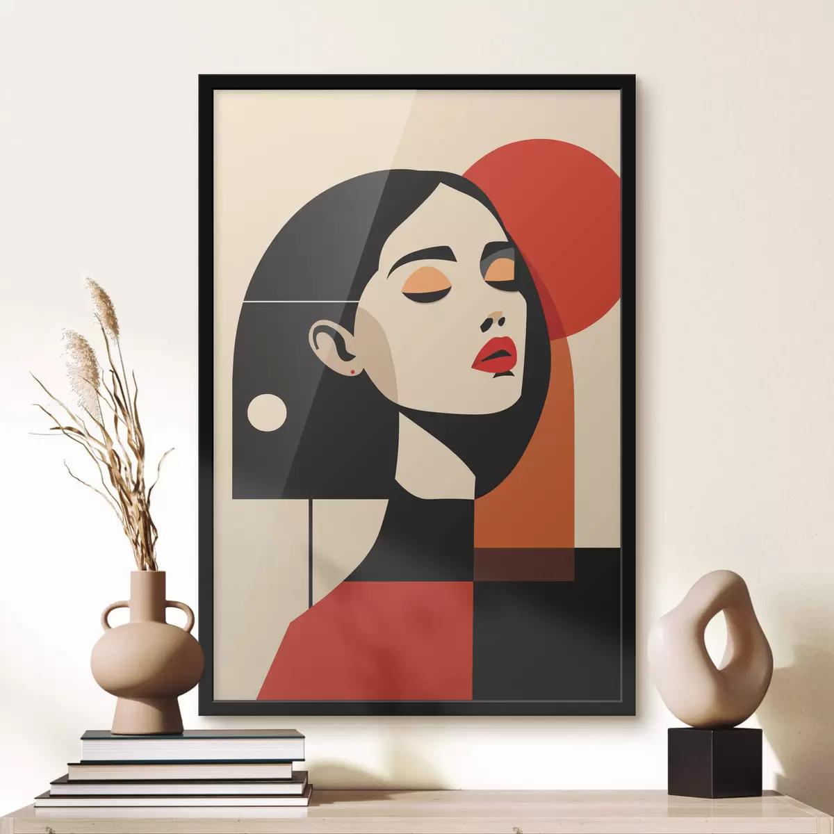 Poster Abstraktes Porträt einer Frau im Bauhaus-Stil f45166