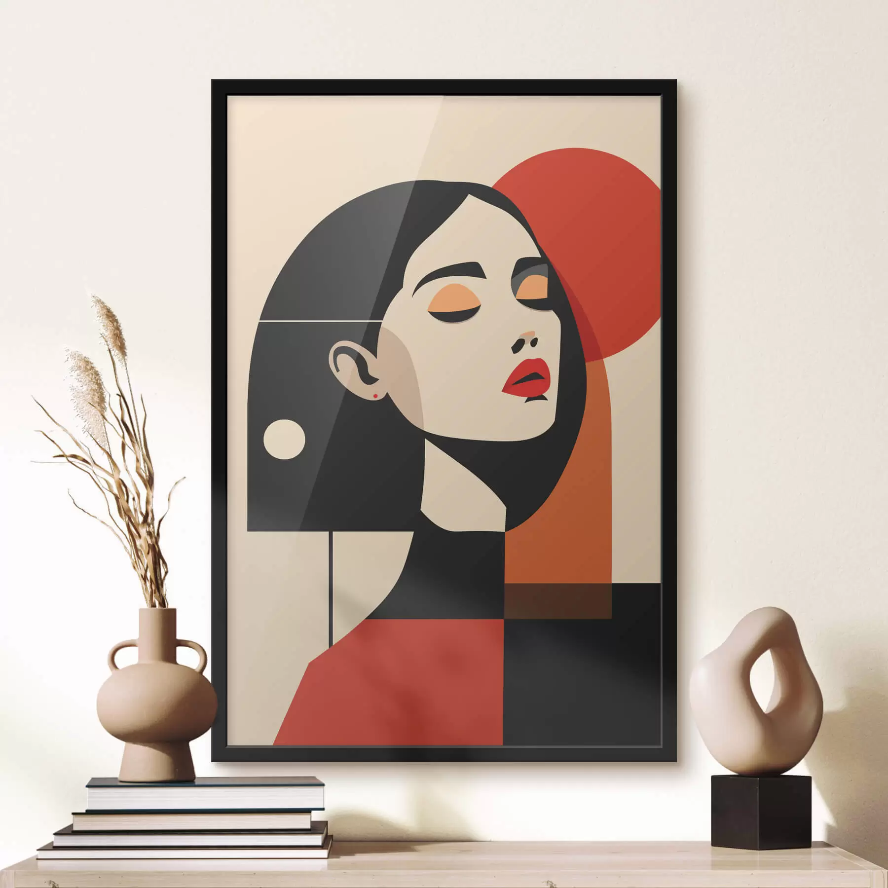 Fototapete Abstraktes Porträt einer Frau im Bauhaus-Stil f45166