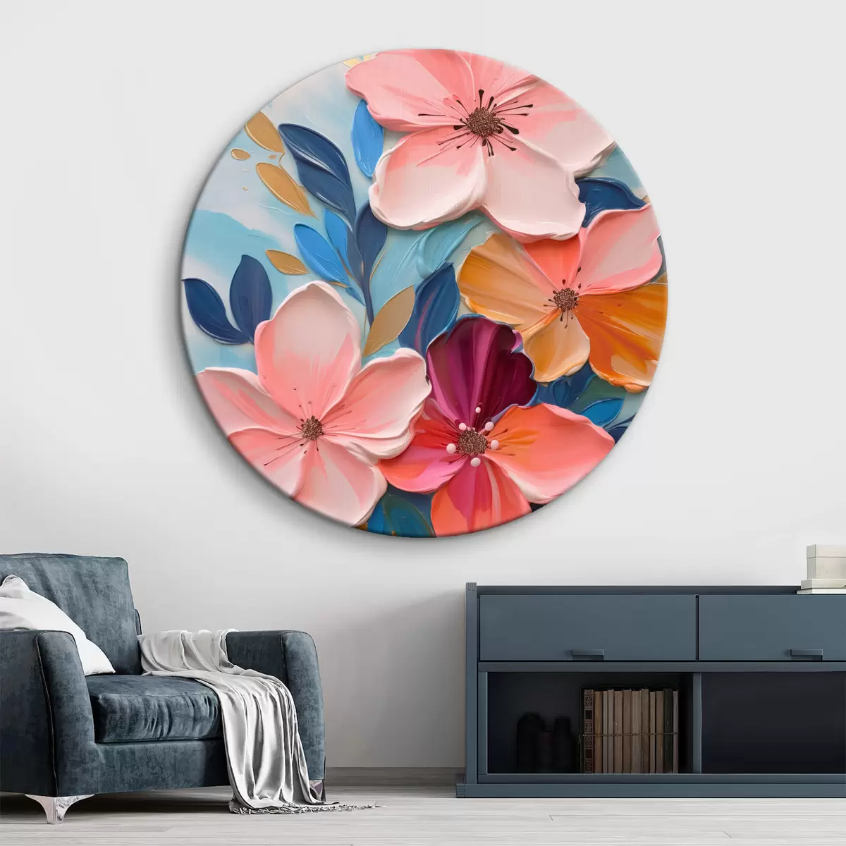 Runde Wandbilder Abstrakte bunte Blumen r45064