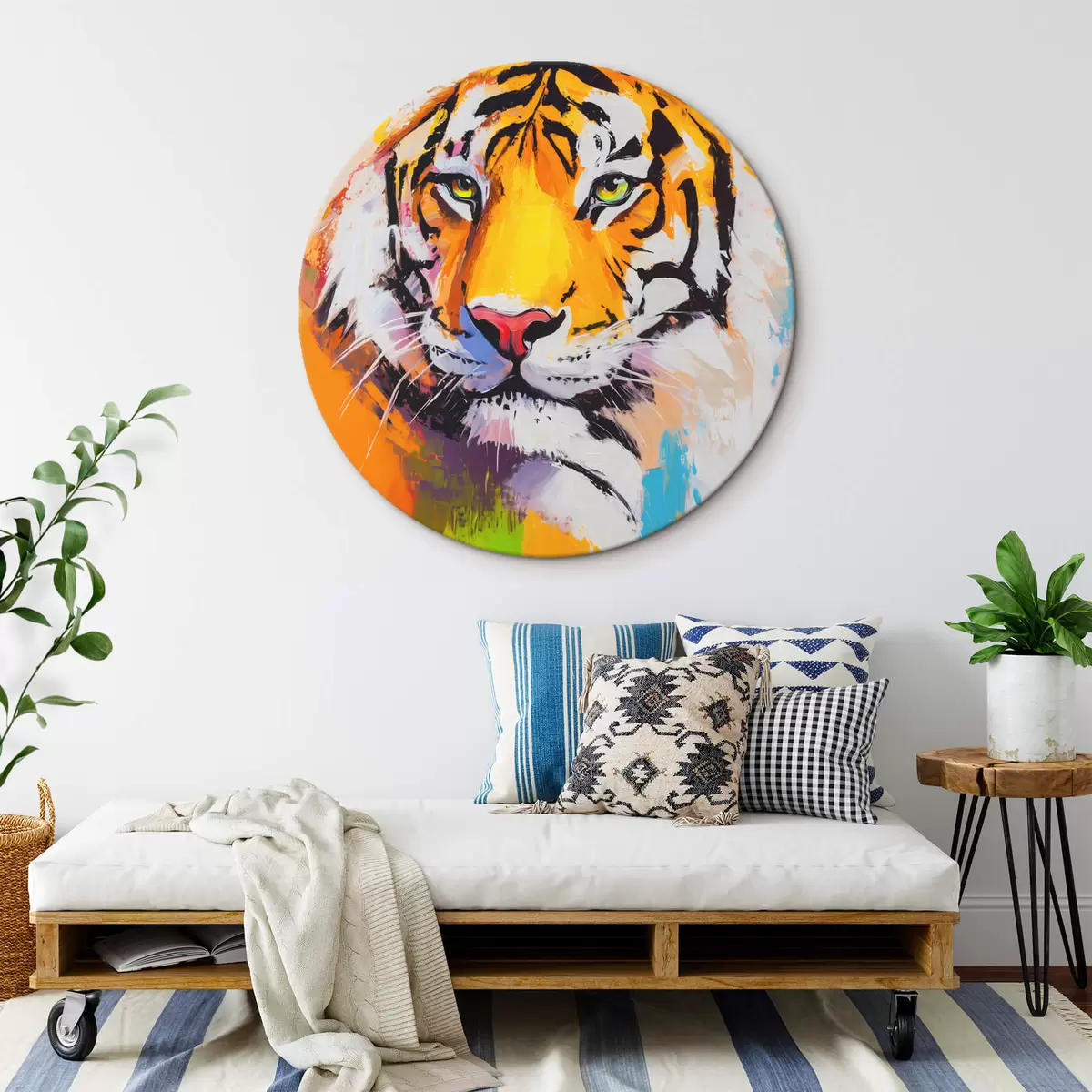 Runde Wandbilder Porträt eines Tigers r45069