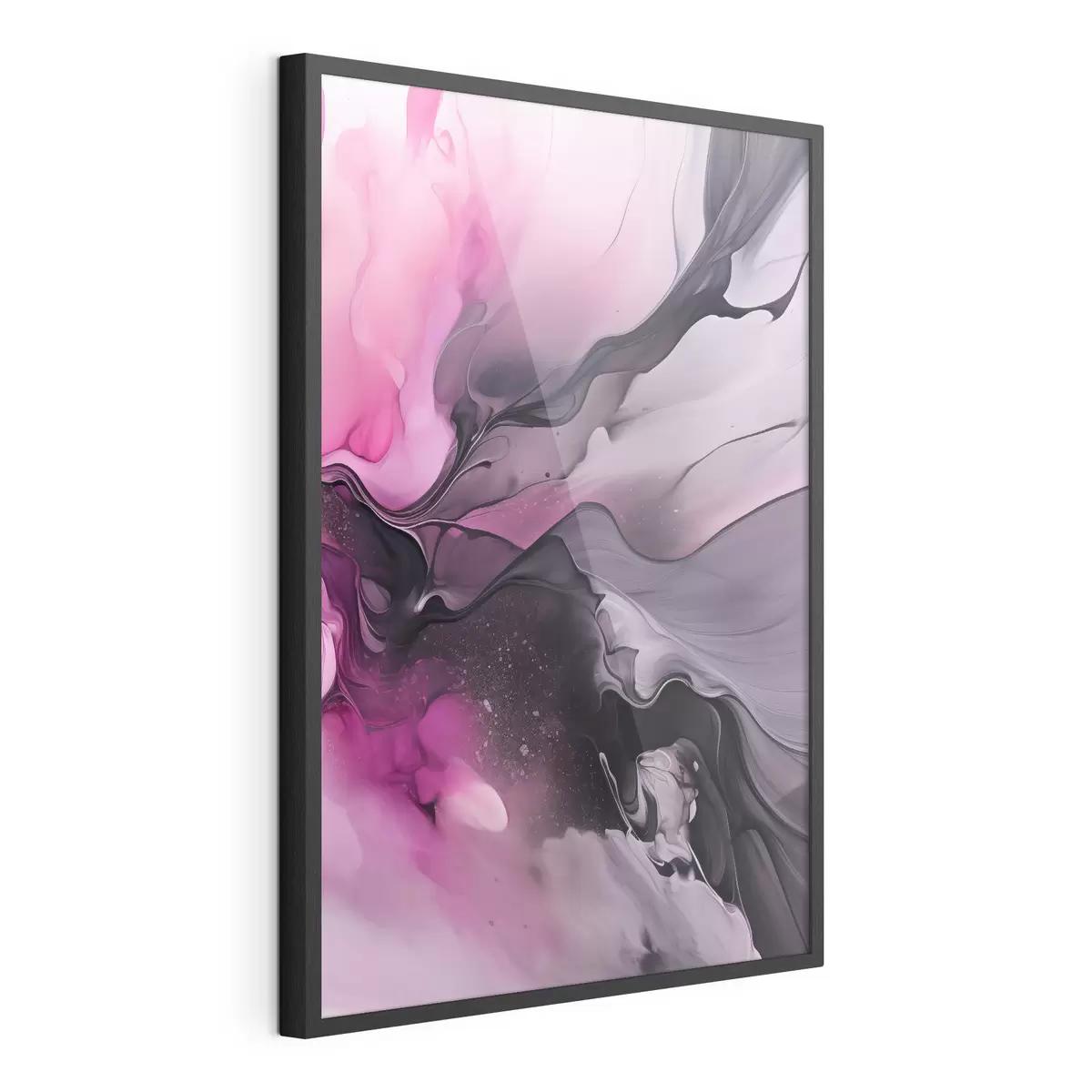Poster Abstrakte Wirbel aus Rosa, Lila und Schwarz gehen in einer fließenden, organischen Komposition ineinander über und erzeugen ein Gefühl von Bewegung f45196