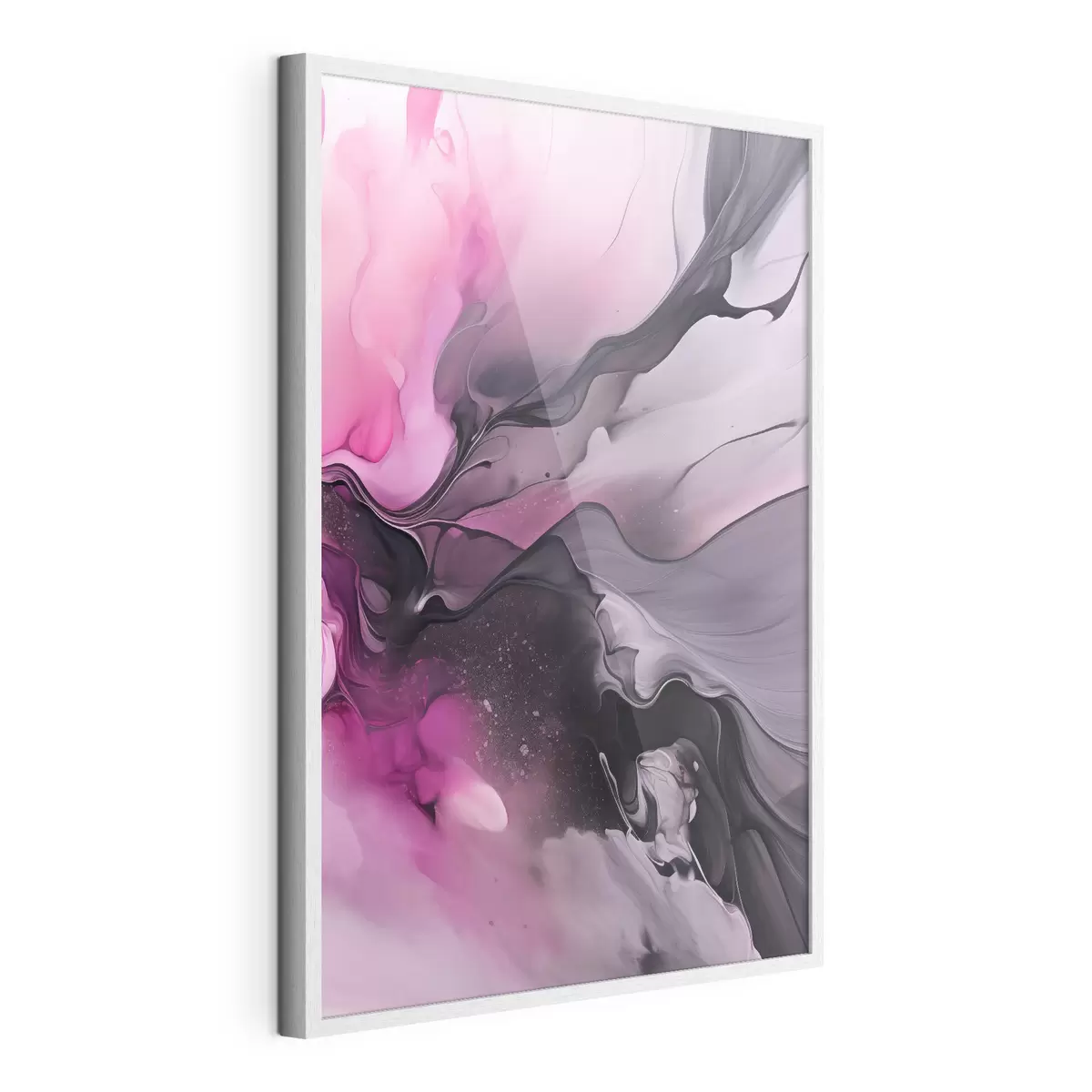 Poster Abstrakte Wirbel aus Rosa, Lila und Schwarz gehen in einer fließenden, organischen Komposition ineinander über und erzeugen ein Gefühl von Bewegung f45196