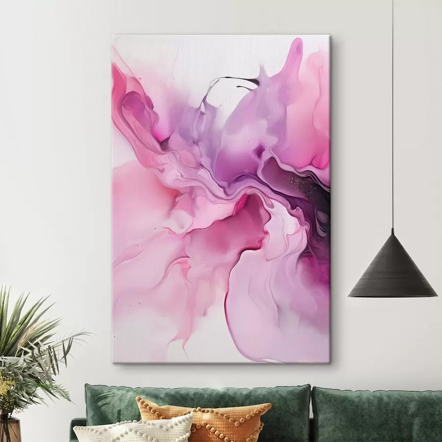 Fototapete Abstrakte Wirbel aus Rosa, Lila und Schwarz gehen in einer fließenden, organischen Komposition ineinander über und erzeugen ein Gefühl von Bewegung s45195