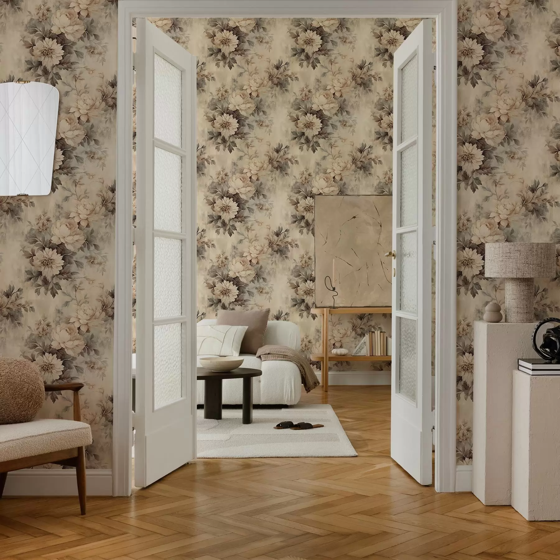 Fototapete Vintage-Aquarell-Blumen