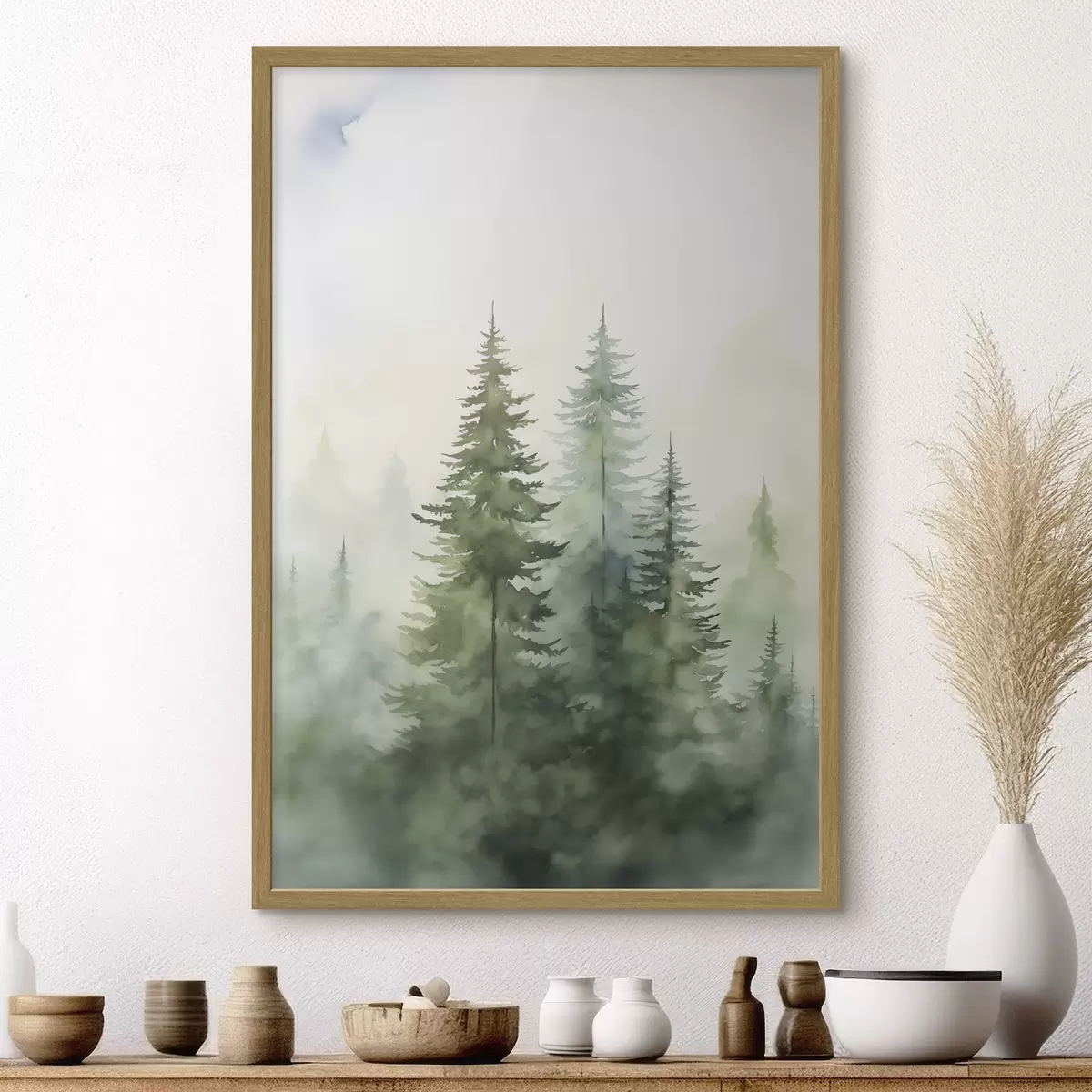 Poster Tannenbäume im Nebel f45208