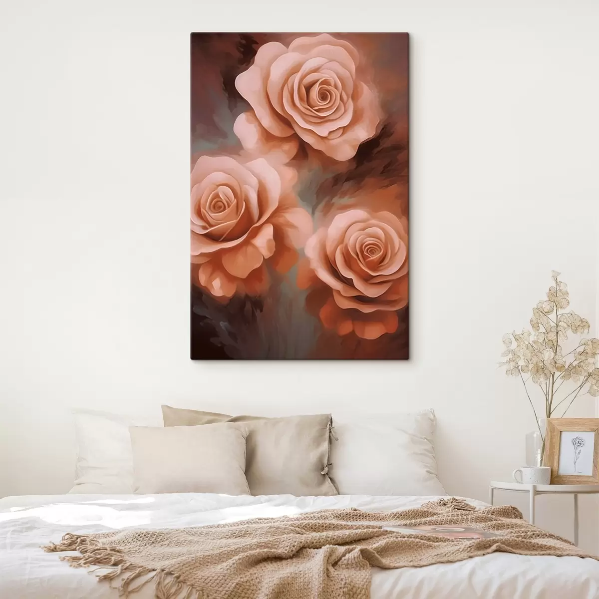 Fototapete Drei rosa Rosen auf unscharfem Hintergrund s45222