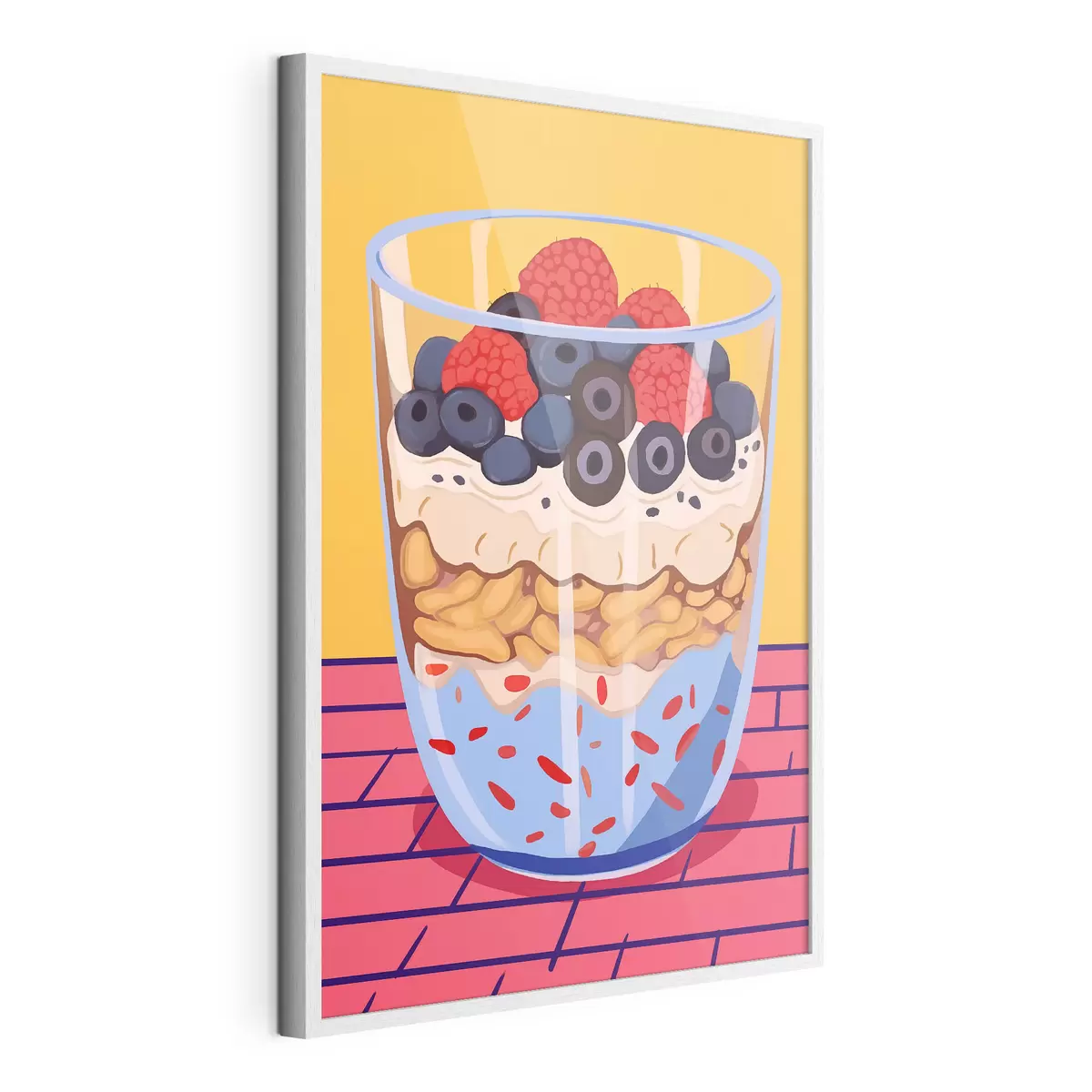 Poster Glas mit Joghurt, Beeren und Müsli f45216