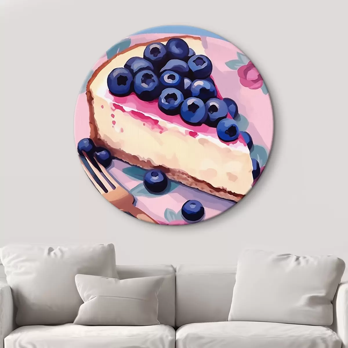 Runde Wandbilder Käsekuchen mit Heidelbeeren r45228