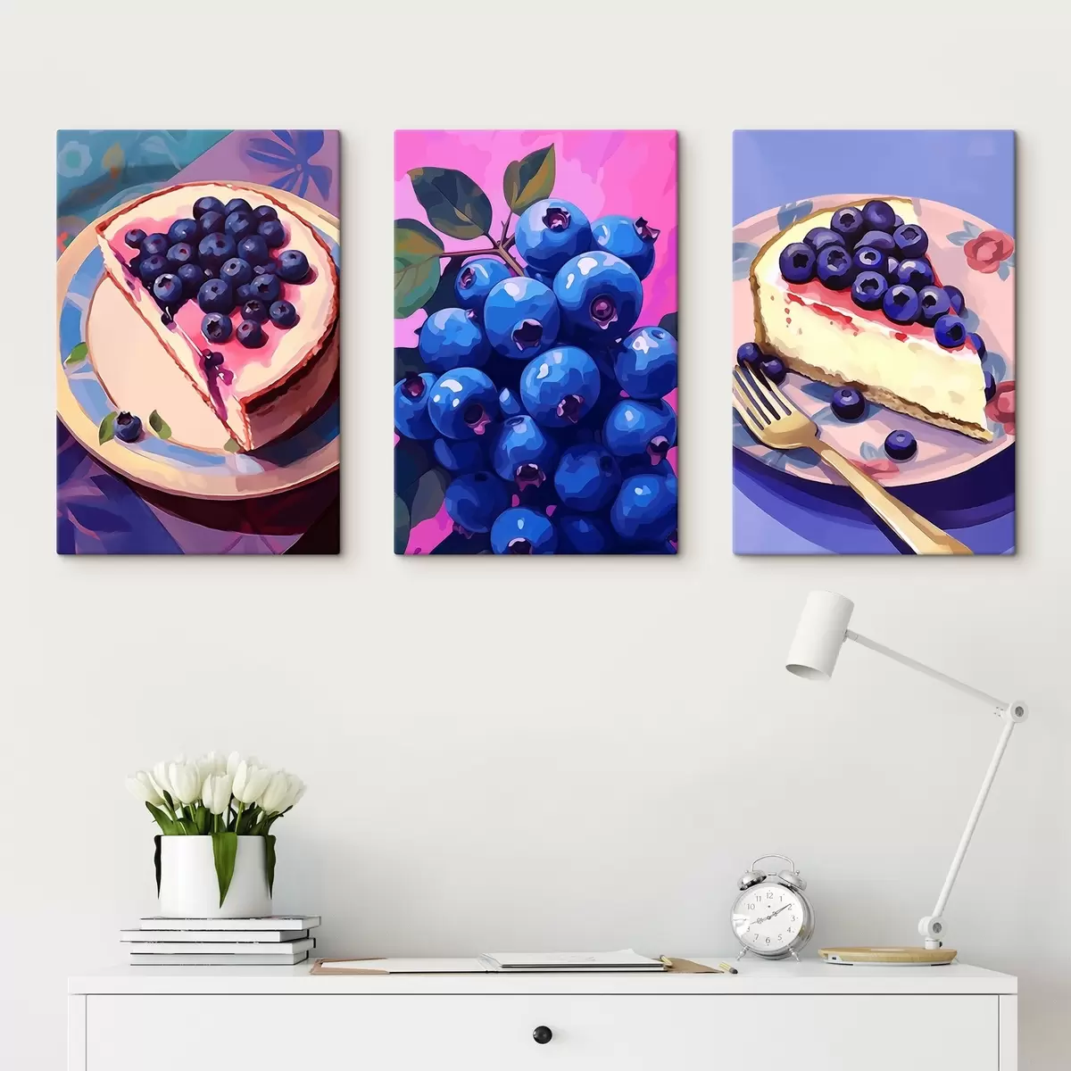 Fototapete Käsekuchen und Blaubeeren m00547
