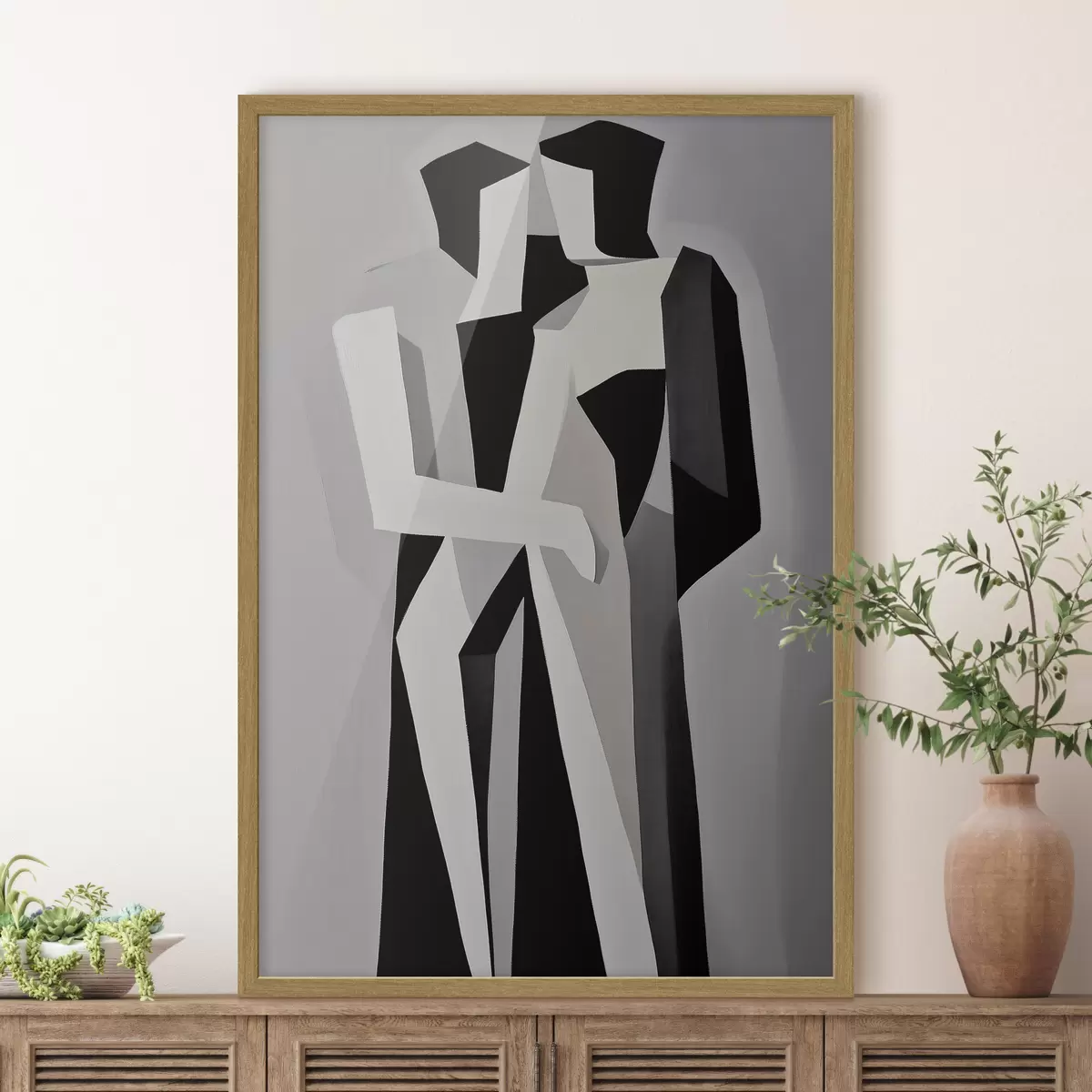 Poster Abstrakte Figuren in Monochrom f45155
