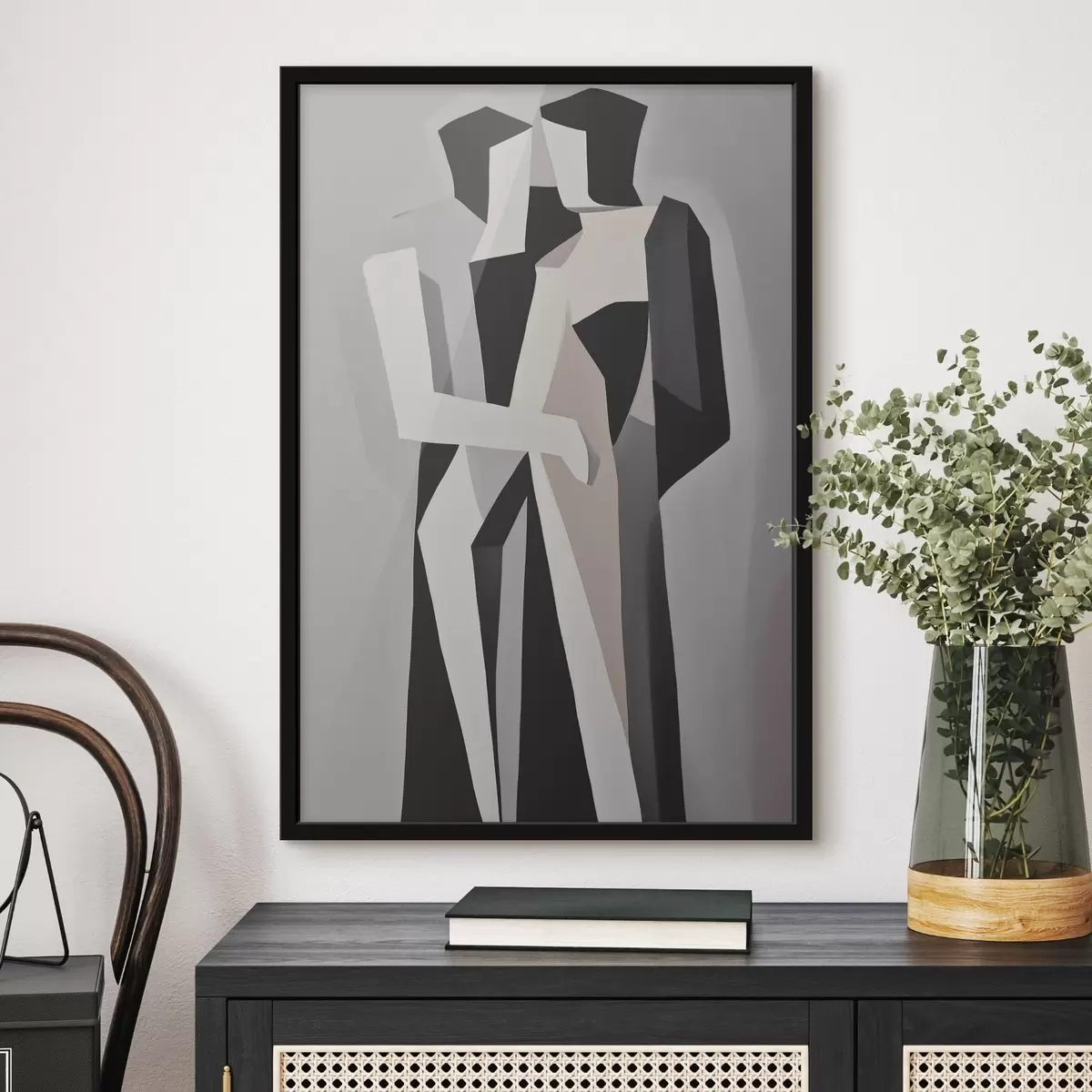 Poster Abstrakte Figuren in Monochrom f45155