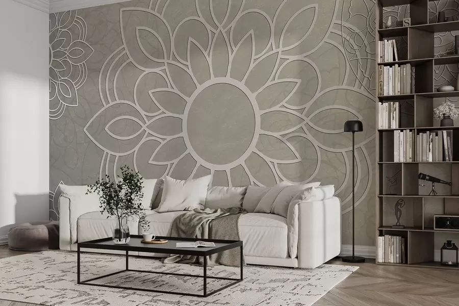 Fototapete Schöne Muster in hellem Beige w09183