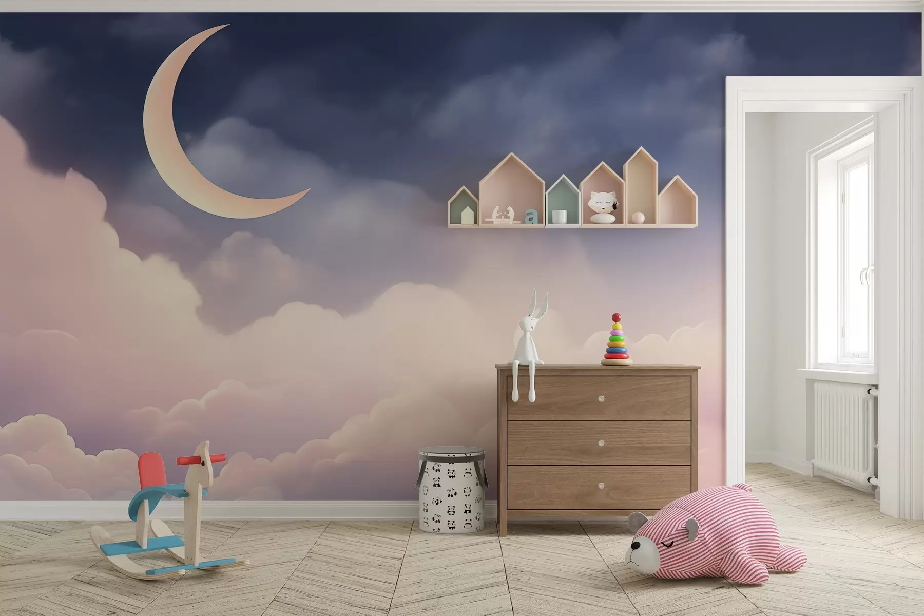 Fototapete Wolken und der Mond w04330