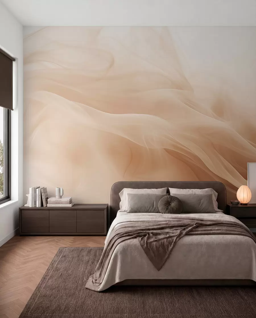 Fototapete Beige rauchige Wellen im abstrakten Stil w09273