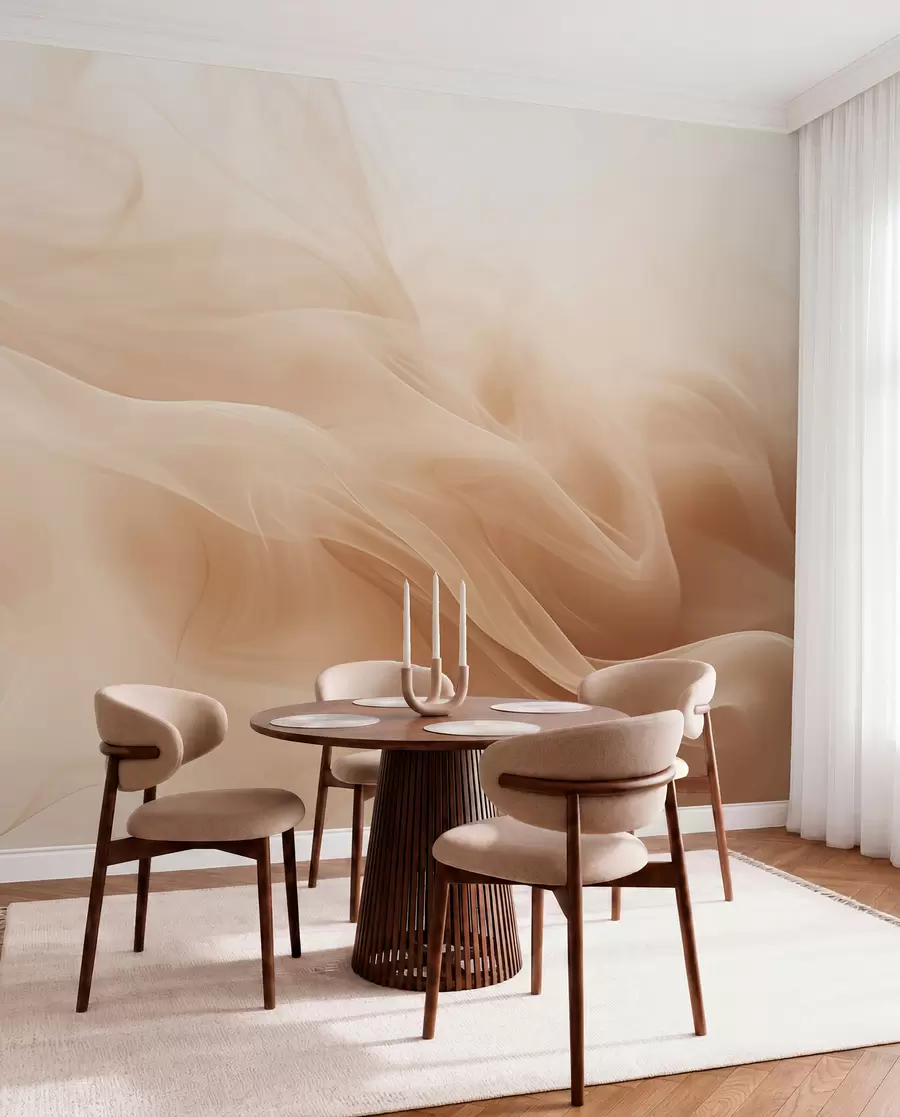 Fototapete Beige rauchige Wellen im abstrakten Stil w09273