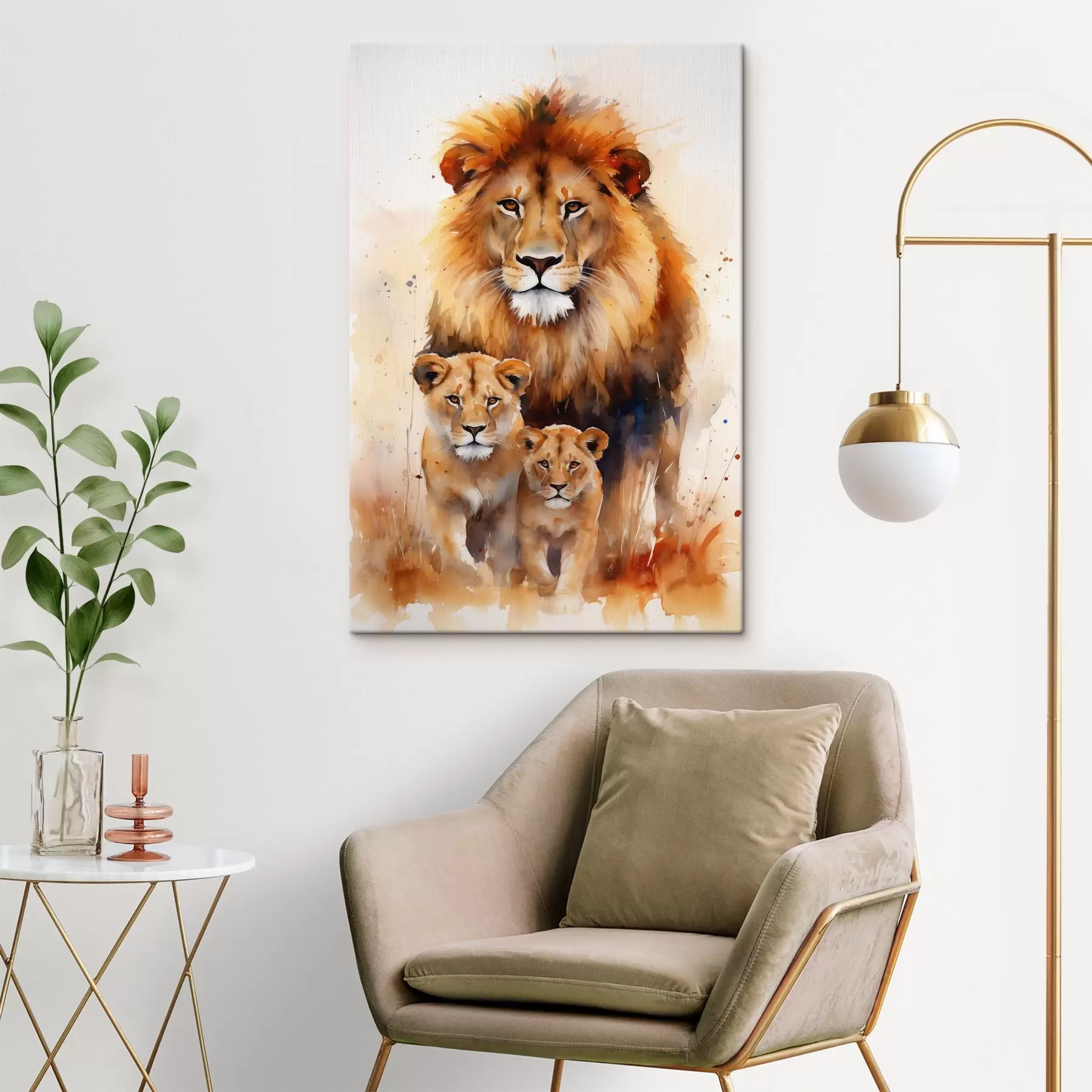 Fototapete Eine Familie von Löwen s44555