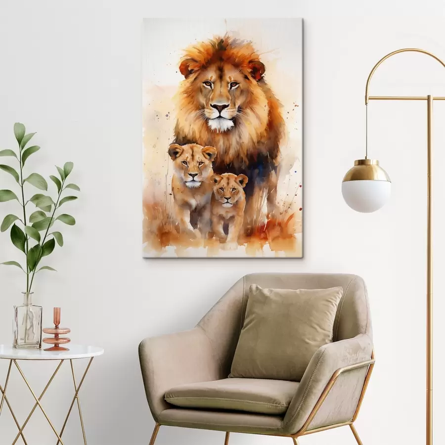 Fototapete Eine Familie von Löwen s44555