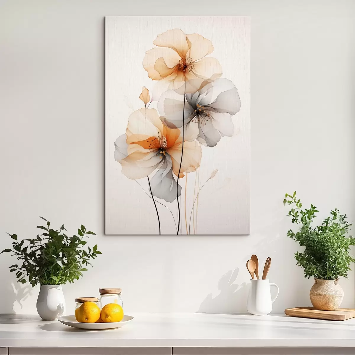 Fototapete Abstrakte durchscheinende Blumen s44558