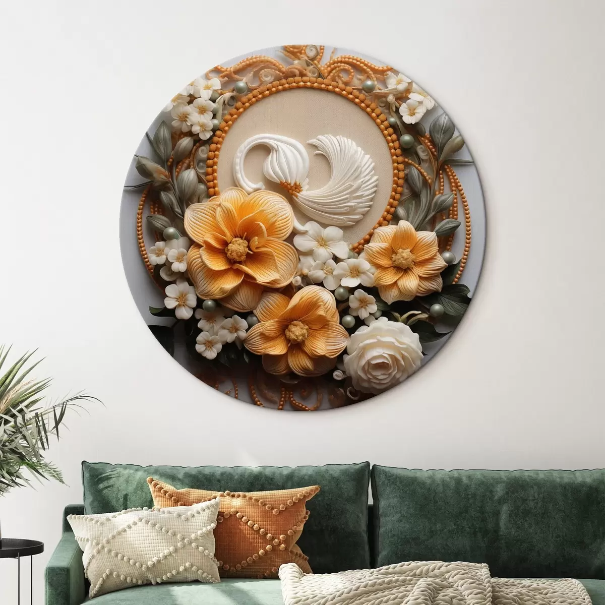 Runde Wandbilder Abstrakte Komposition von Blumen r44553